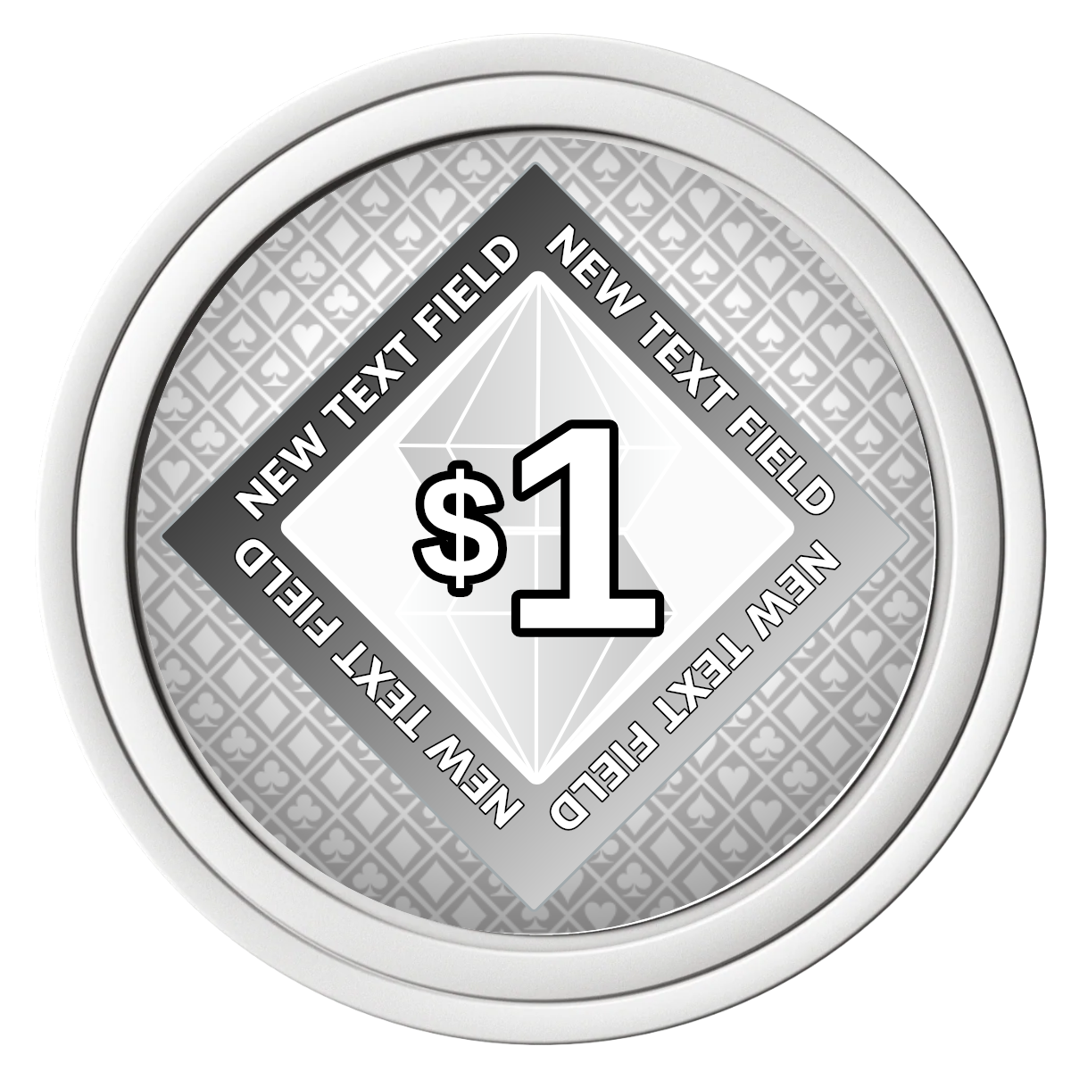 Diamond in the Rough Composite Poker Chips - White / Solid - Front