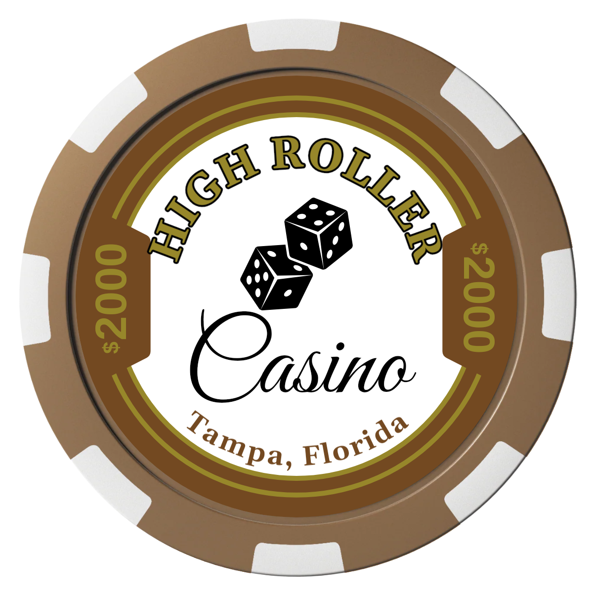 High Roller Casino Composite Poker Chips - Brown / 8 Spot - Front