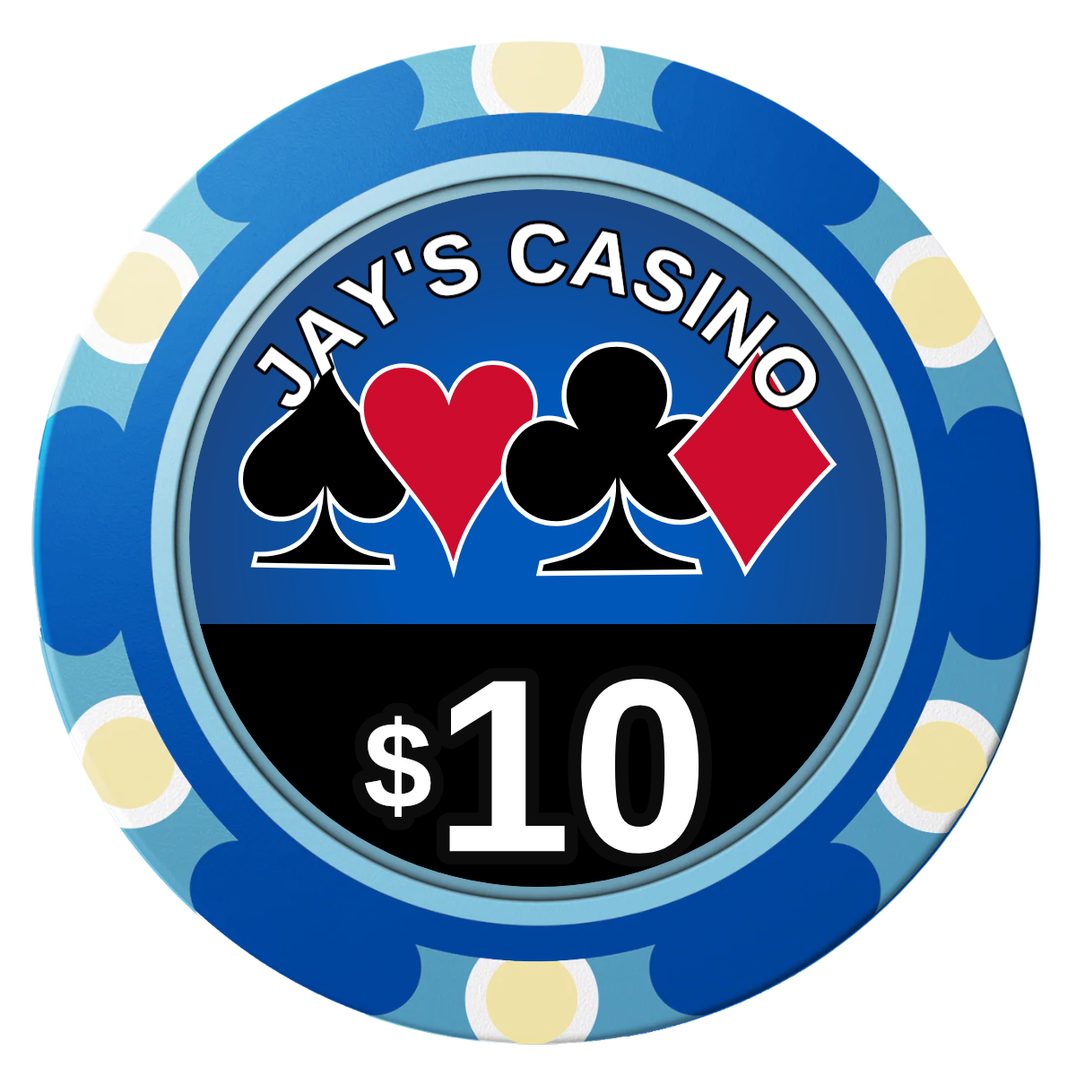 Jay's Casino Clay Poker Chips - Blue / Monte Carlo / 40mm - Back