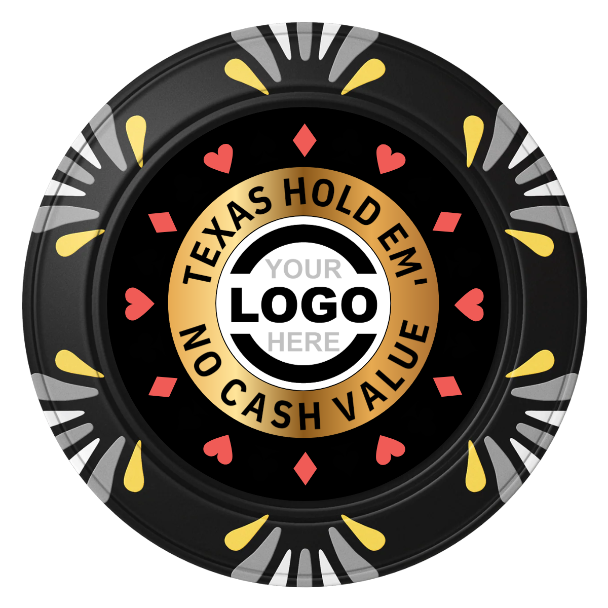 Texas Hold Em' Clay Poker Chips - Black / Macau / 40mm - Front
