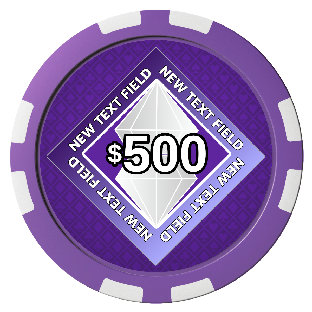 Diamond in the Rough Composite Poker Chips - Purple / 8 Stripe - Front