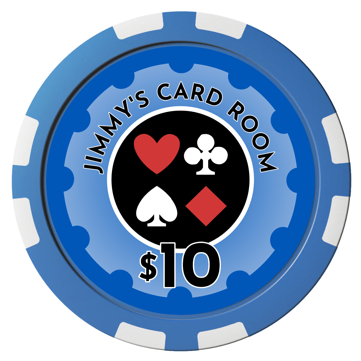 Your Four Suits Composite Poker Chips - Blue / 8 Stripe - Front