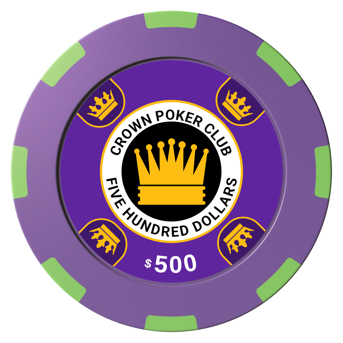 Crown Card Room Clay Poker Chips - Purple / 8 Spot (2 Tone) / 40mm - Front