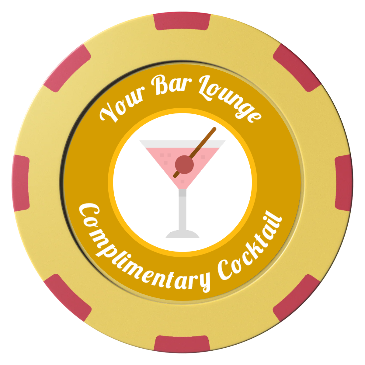 Fancy Drink Clay Poker Chips - Yellow / 8 Spot (2 Tone) / 40mm - Front