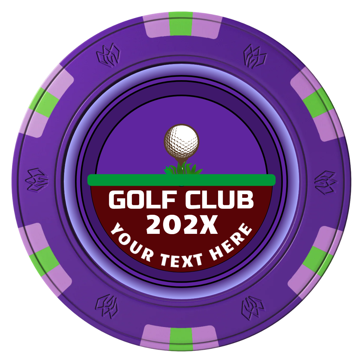 Teed Up Clay Poker Chips - Purple / 6 Spot Gem / 43mm - Front
