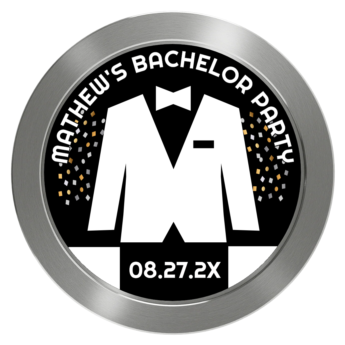 Bachelor No More Bowtie Aluminum Poker Chips - Silver - Back