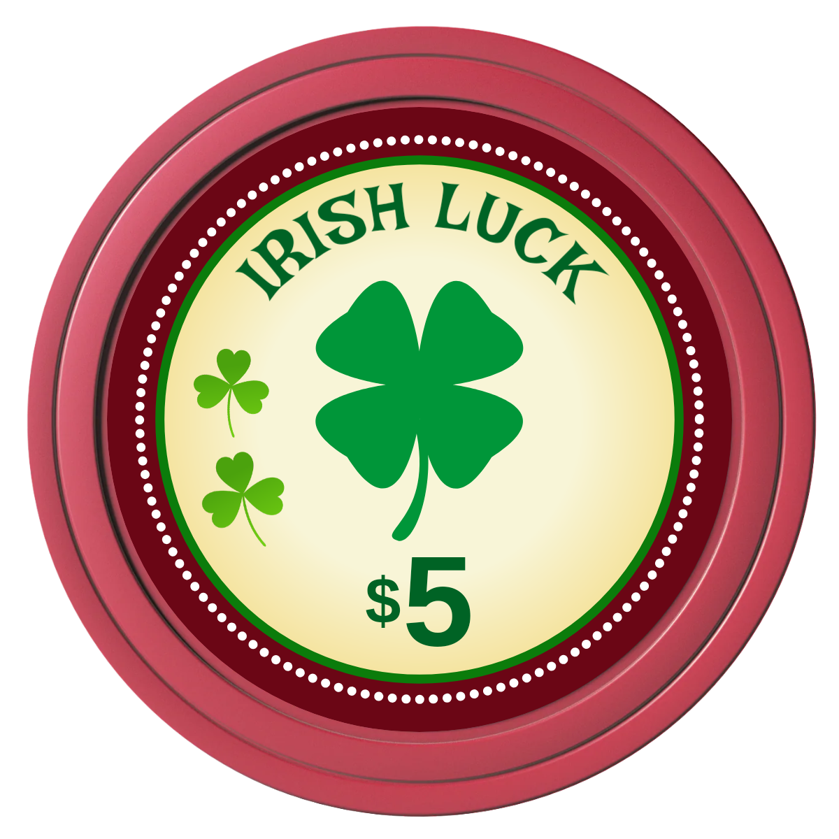 Irish Luck Composite Poker Chips - Red / Solid - Front