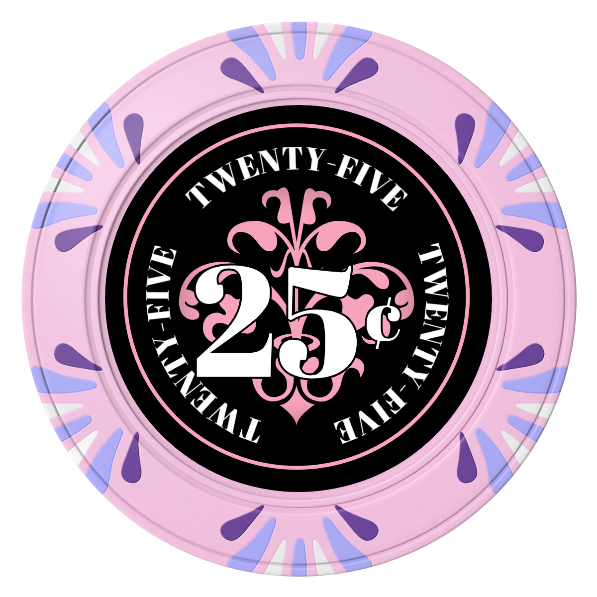 Gothic Revival Clay Poker Chips - Pink / Macau / 40mm - Front
