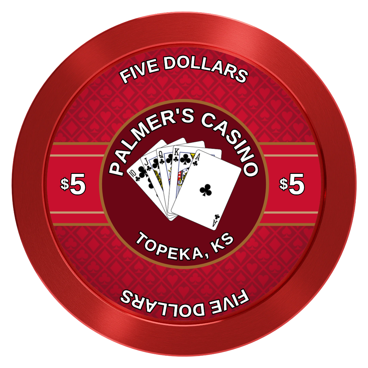 Palmer's Casino Aluminum Poker Chips - Red - Front