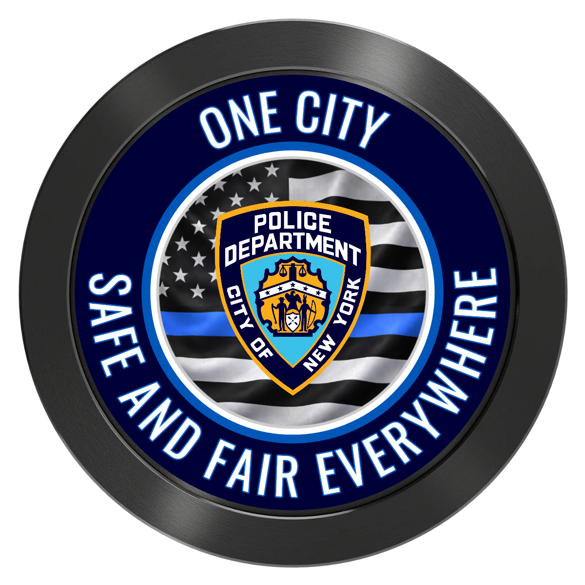 NYPD Safe and Fair Aluminum Poker Chips - Black - Back