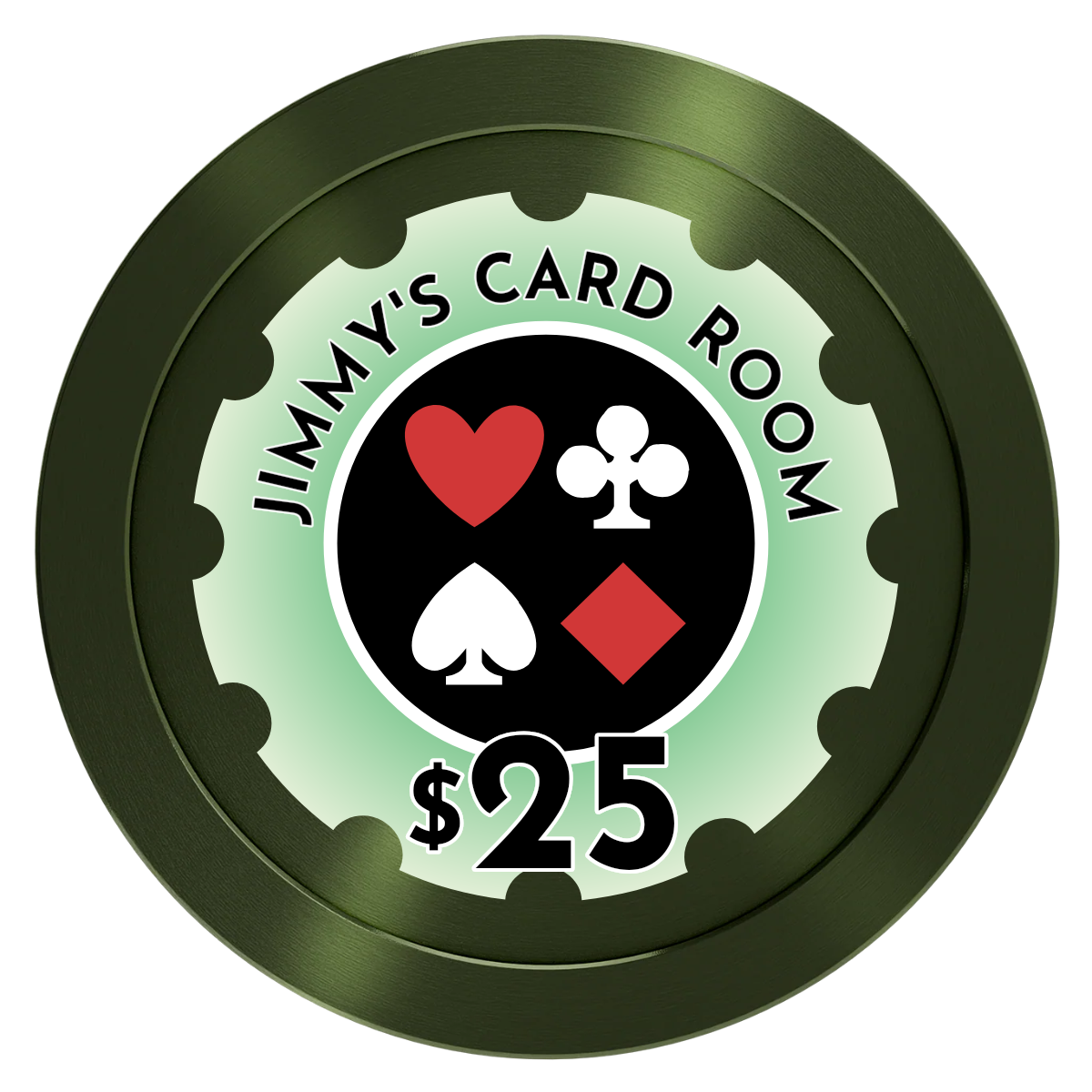 Your Four Suits Aluminum Poker Chips - Green - Front