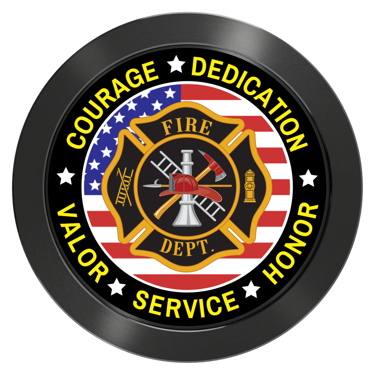 Firefighter Maltese Cross Aluminum Poker Chips - Black - Back