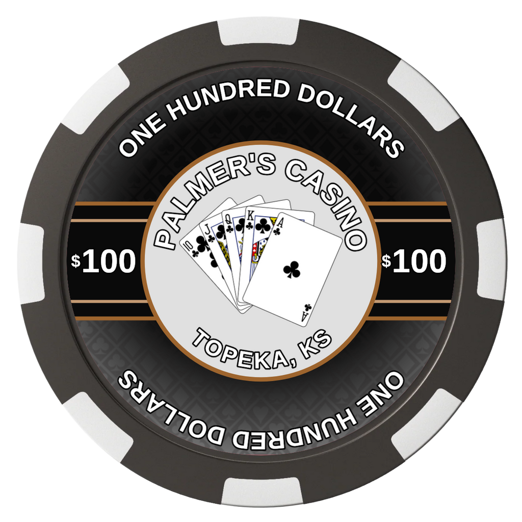 Palmer's Casino Magnetic Composite Poker Chips - Black / 8 Spot - Front