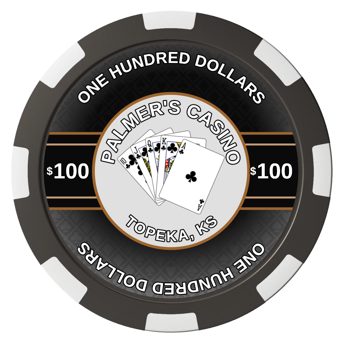 Palmer's Casino Magnetic Composite Poker Chips - Black / 8 Spot - Front