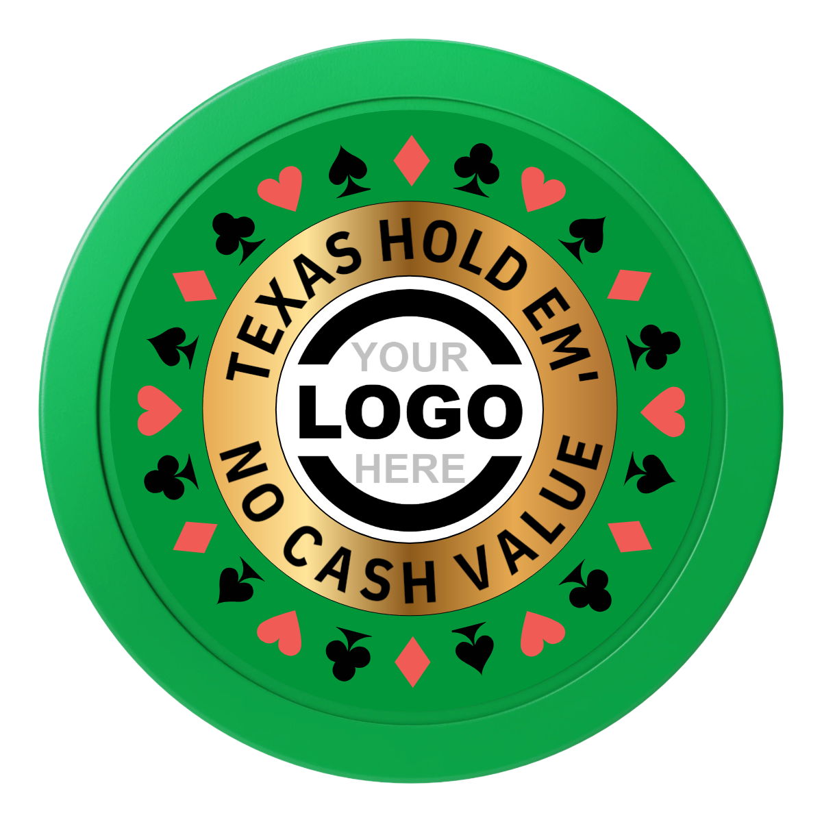 Texas Hold Em' 2" Oversized Poker Chips - Green - Back