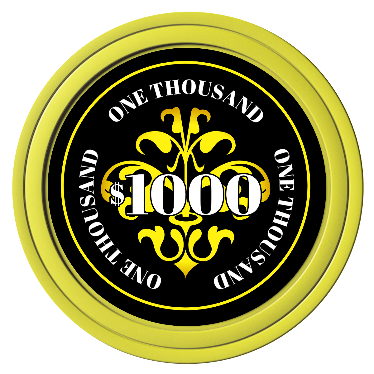 Gothic Revival Composite Poker Chips - Yellow / Solid - Front