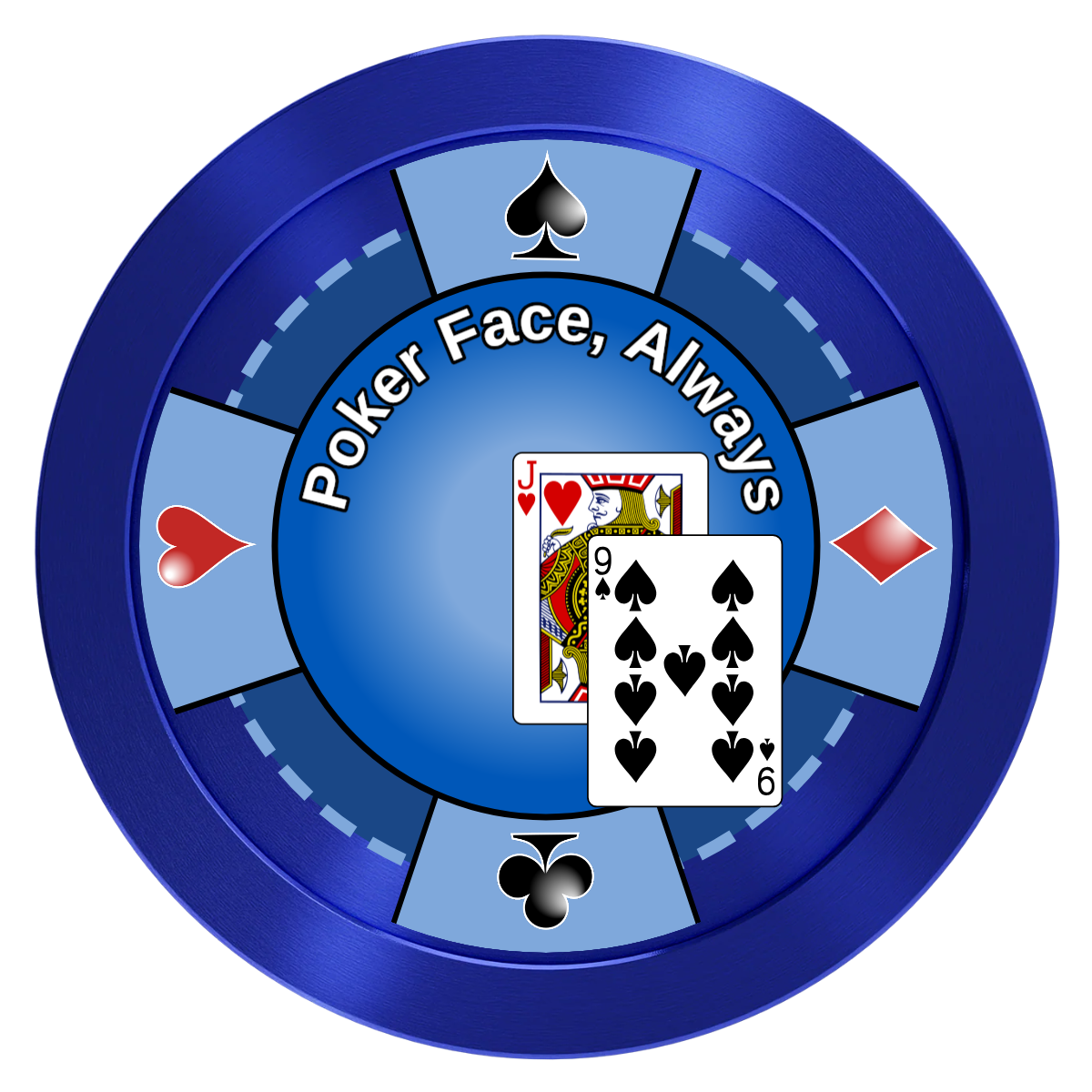 Jack Nine Card Room Aluminum Poker Card Guards - Blue - Front