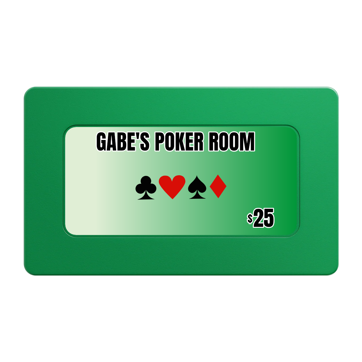 Gabe's Poker Room Rectangular Poker Chip Plaques - Green - Back