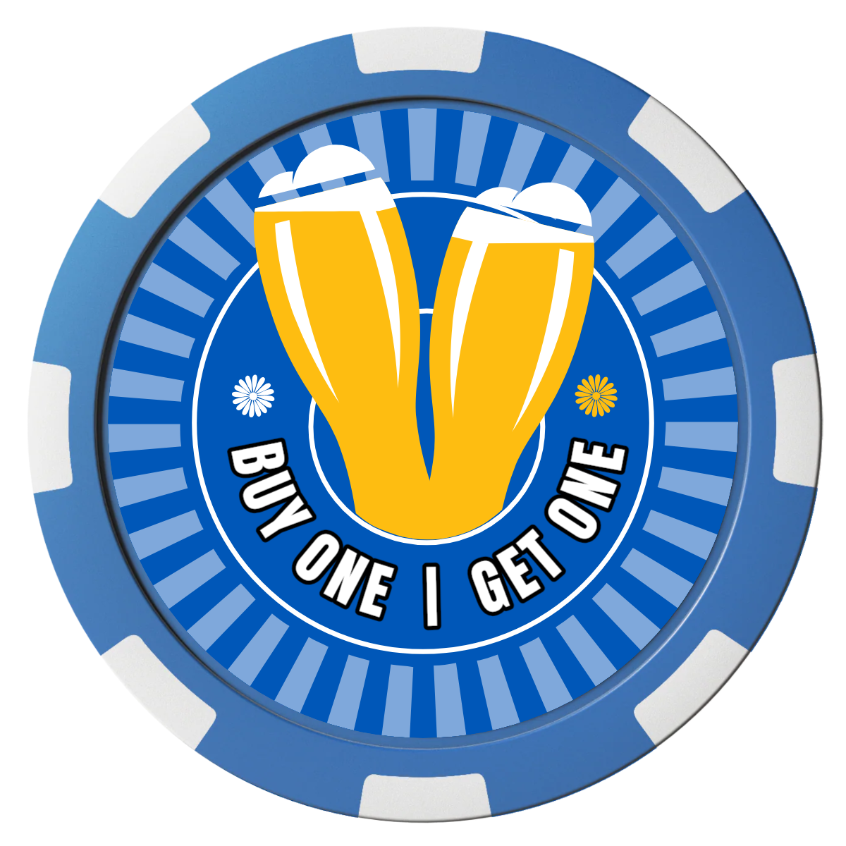 Double Pint Magnetic Composite Poker Chips - Blue / 8 Spot - Back