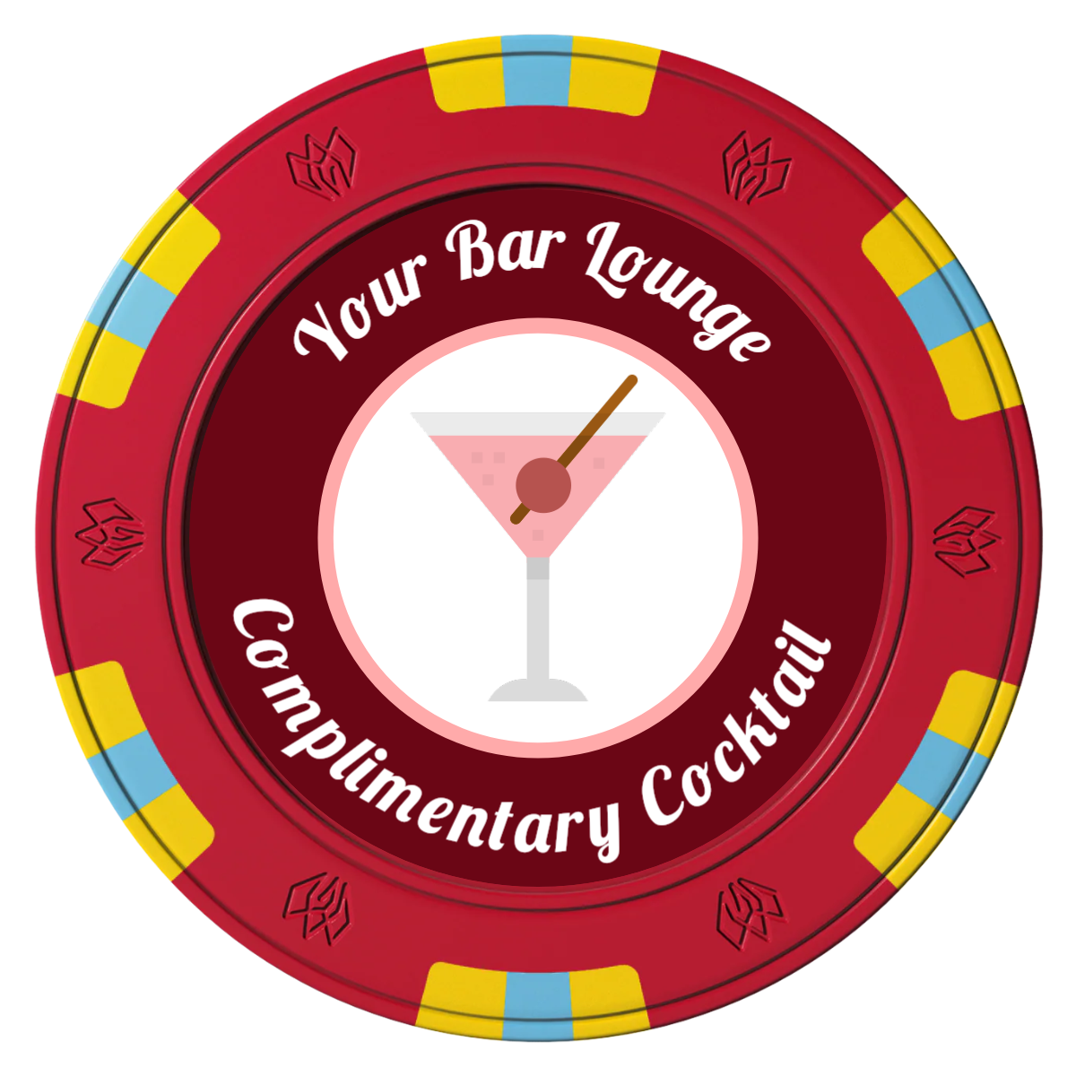 Fancy Drink Clay Poker Chips - Red / 6 Spot Gem / 40mm - Front
