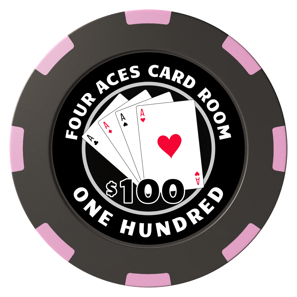 4 Aces Poker Room Clay Poker Chips - Black / 8 Spot (2 Tone) / 40mm - Back