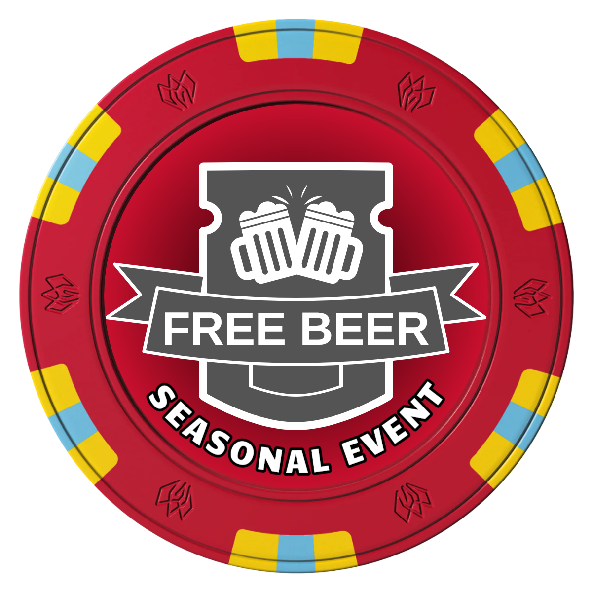 Craft Beer #001 Clay Poker Chips - Red / 6 Spot Gem / 40mm - Front