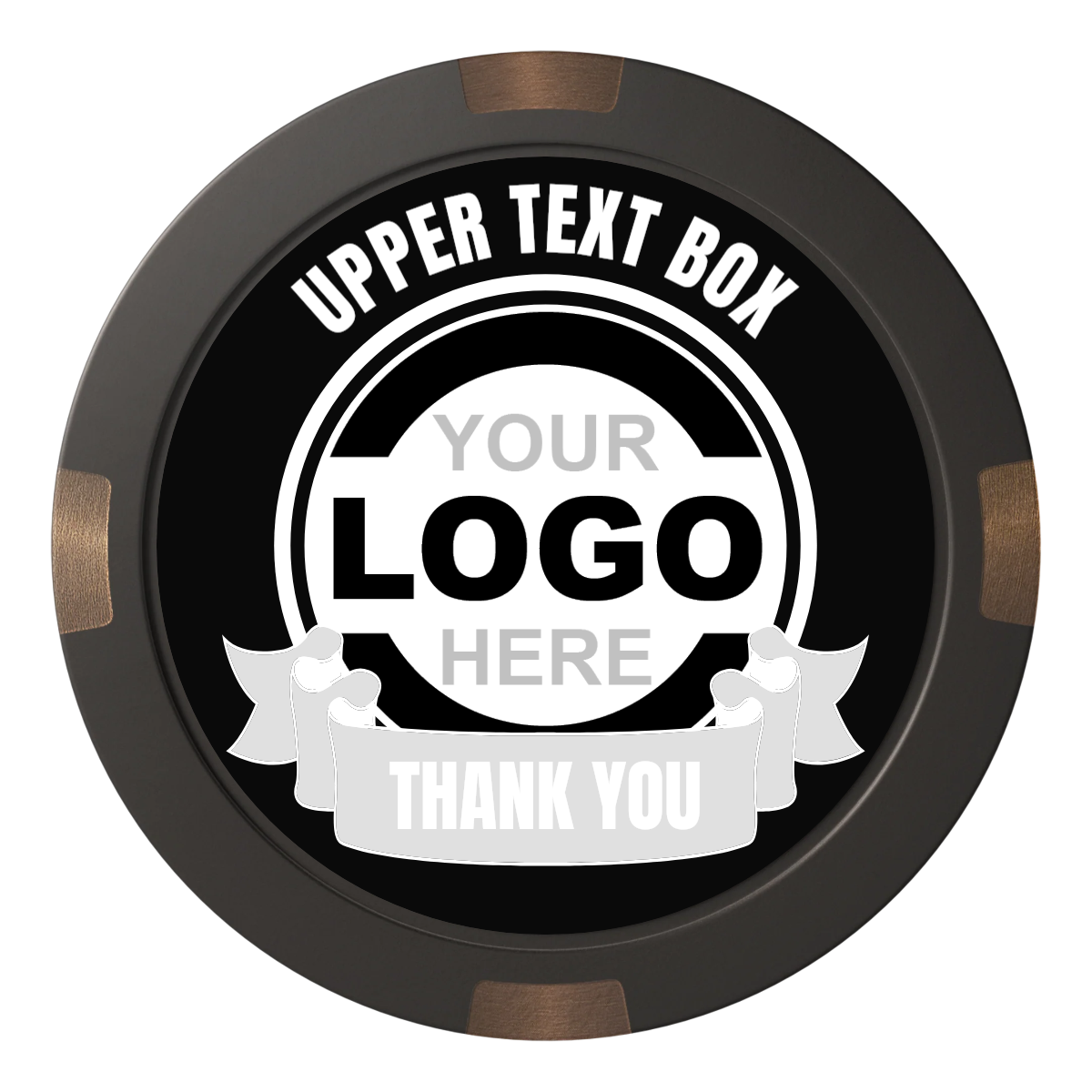 Lower Banner Composite & Metal Hybrid Poker Chips - Black - Back