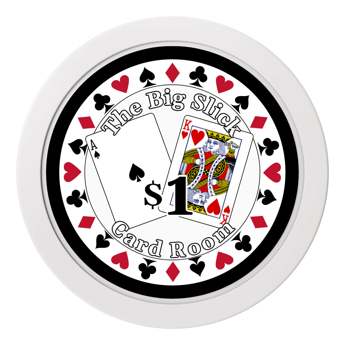 AK Big Slick 2" Oversized Poker Chips - White - Back