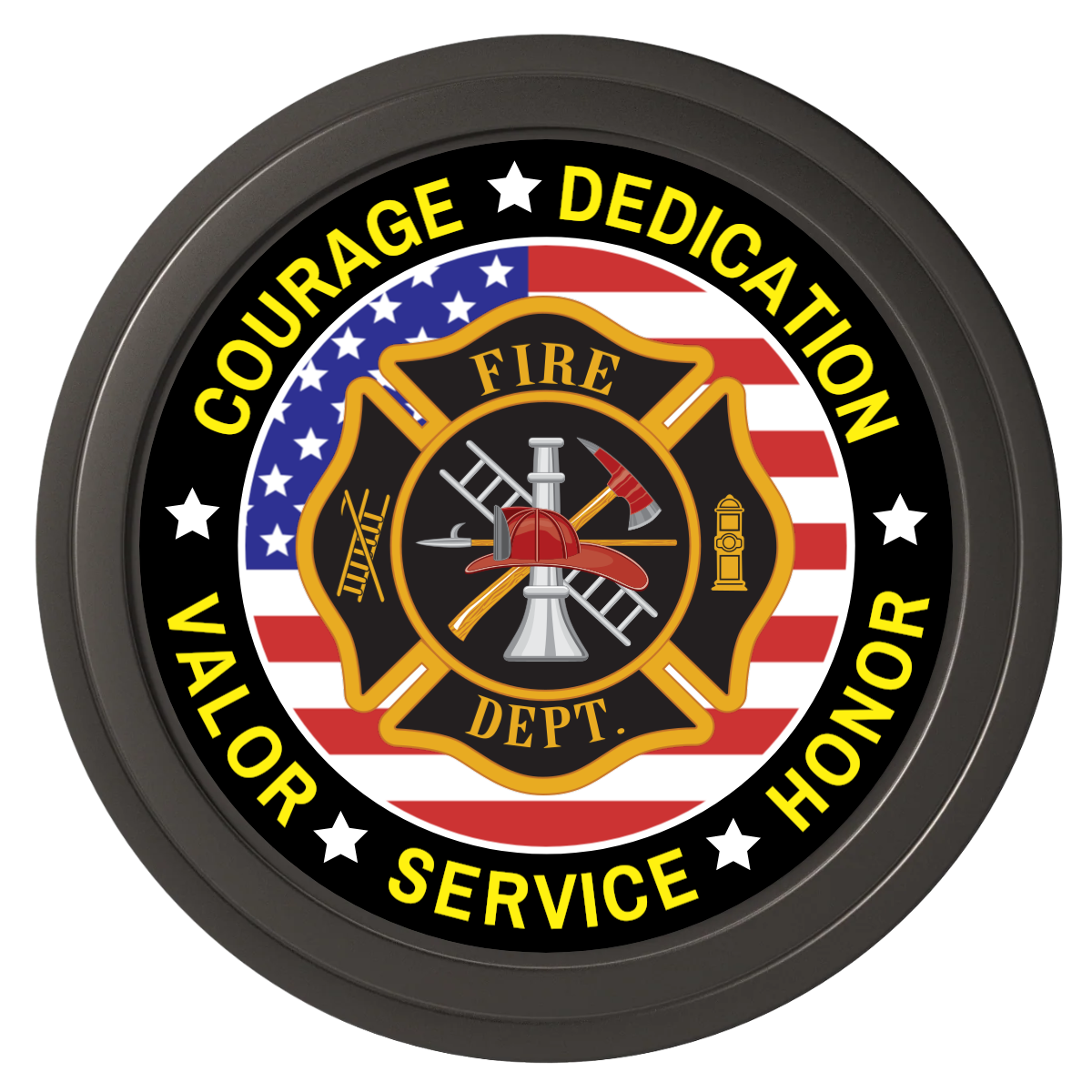 Firefighter Maltese Cross Composite Poker Chips - Black / Solid - Back