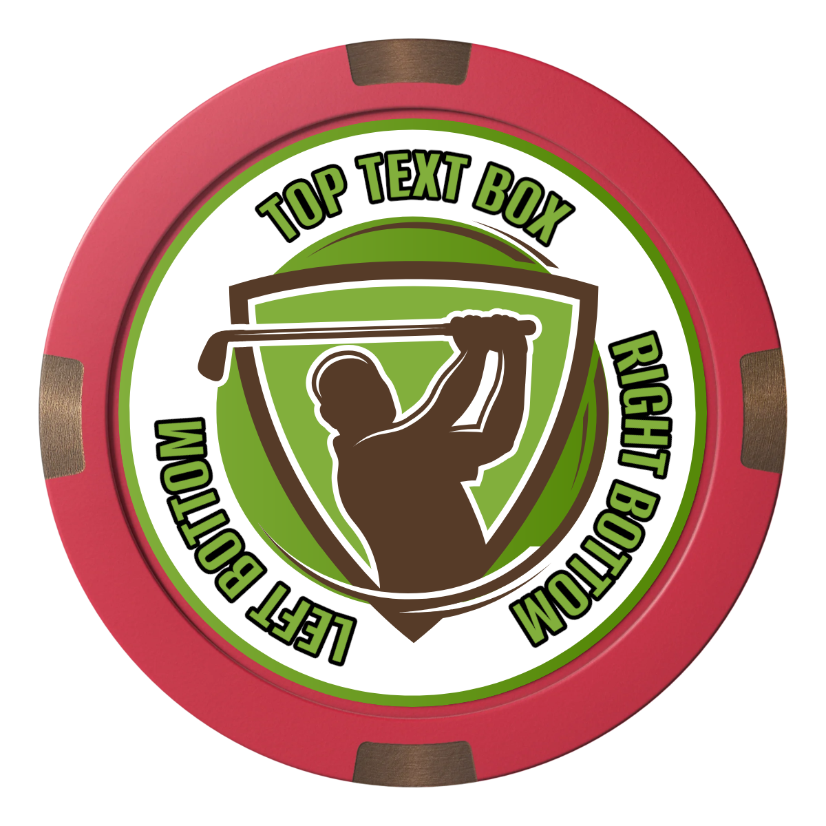 The Golfer Composite & Metal Hybrid Poker Chips - Red - Back