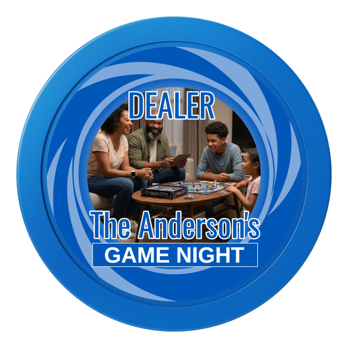 Anderson's Game Night 2" Composite Dealer Button - Blue - Back