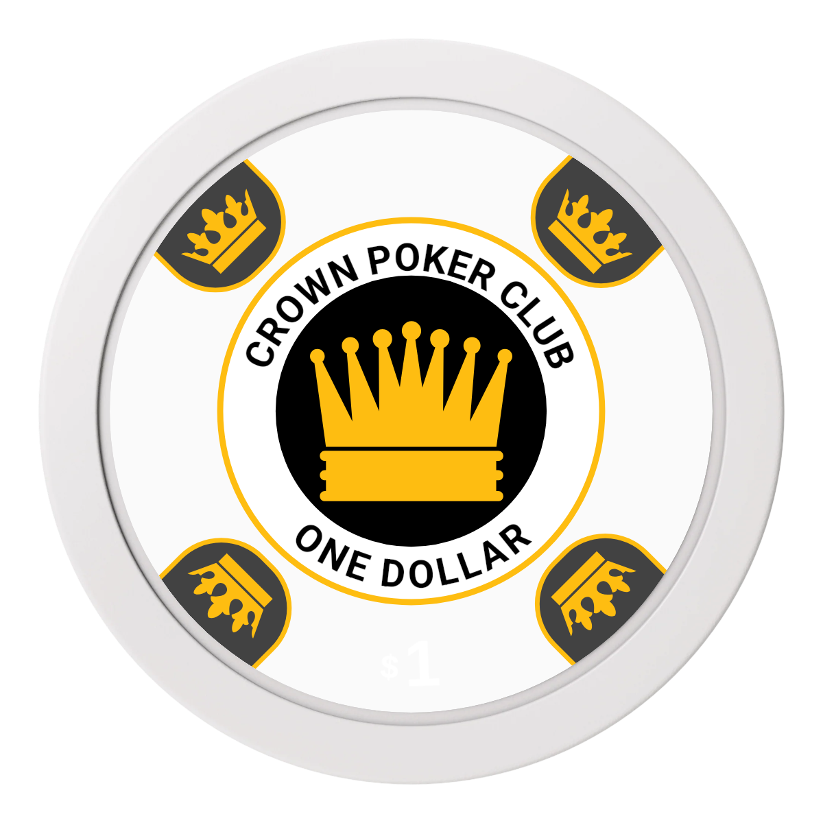 Crown Card Room 2" Oversized Poker Chips - White - Back