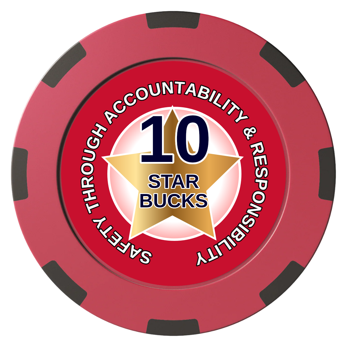 Safety Star Clay Poker Chips - Red / 8 Spot (2 Tone) / 40mm - Front