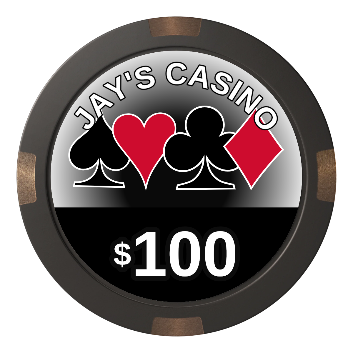 Jay's Casino Composite & Metal Hybrid Poker Chips - Black - Back