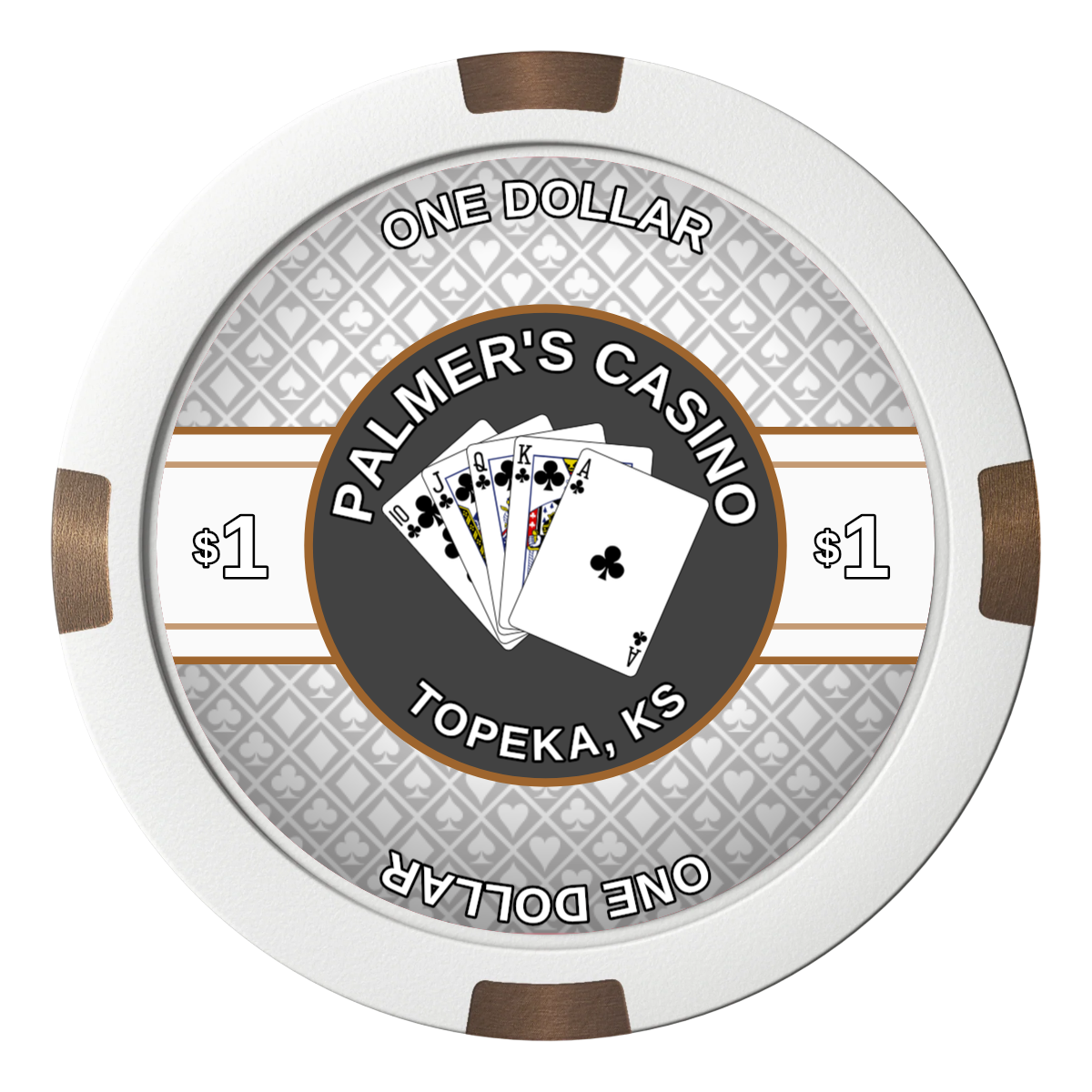 Palmer's Casino Composite & Metal Hybrid Poker Chips - White - Front