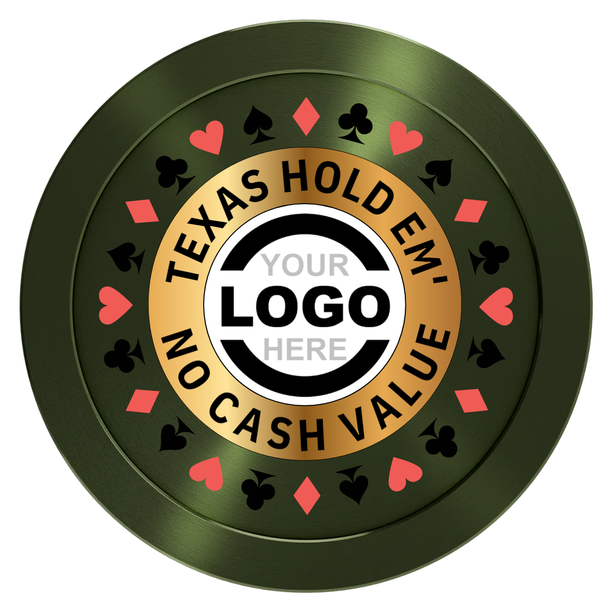 Texas Hold Em' Aluminum Poker Chips - Green - Back