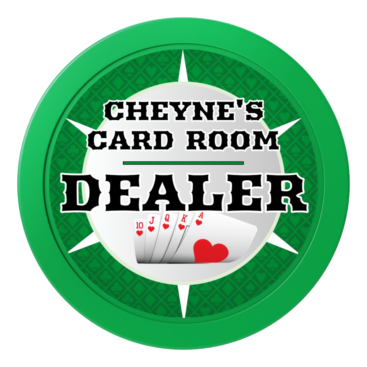 Cheyne's Card Room 2" Composite Dealer Button - Green - Front
