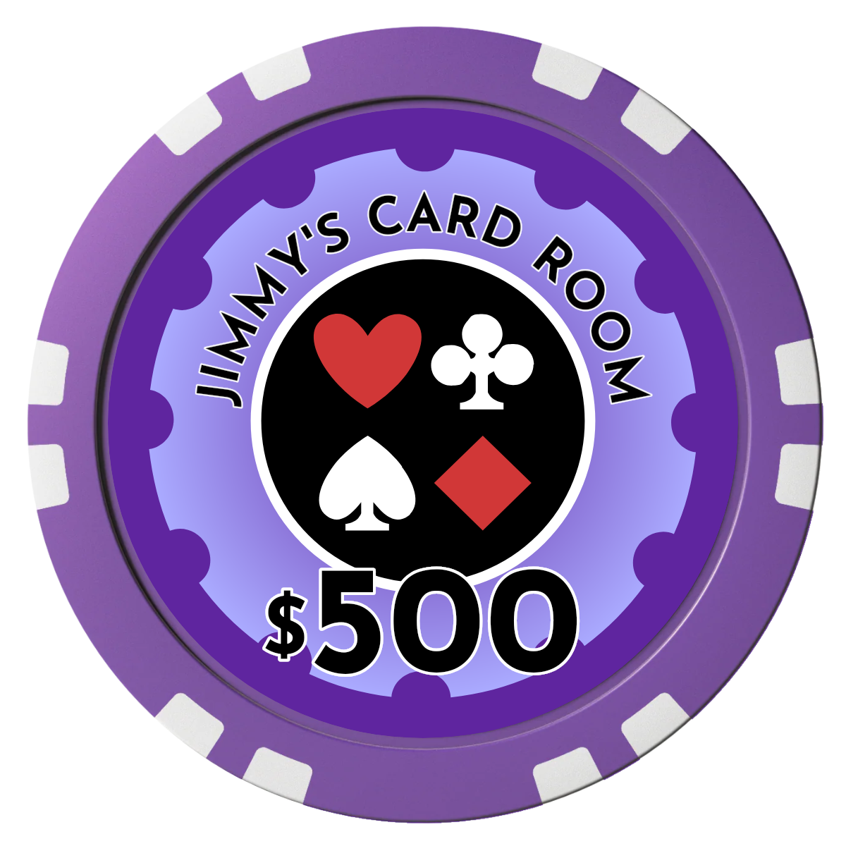 Your Four Suits Composite Poker Chips - Purple / Double Stripe - Front