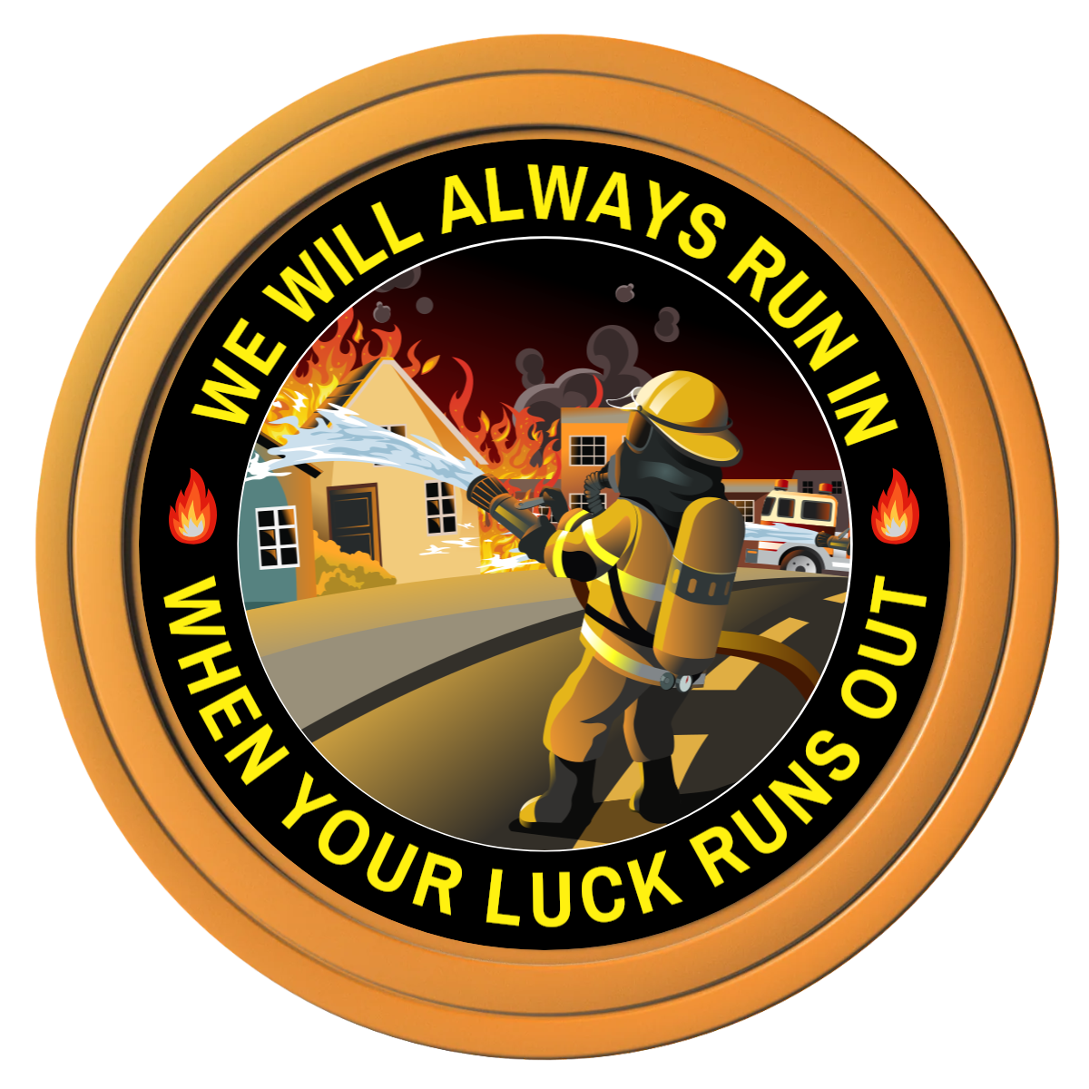 Firefighter Maltese Cross Composite Poker Chips - Orange / Solid - Front