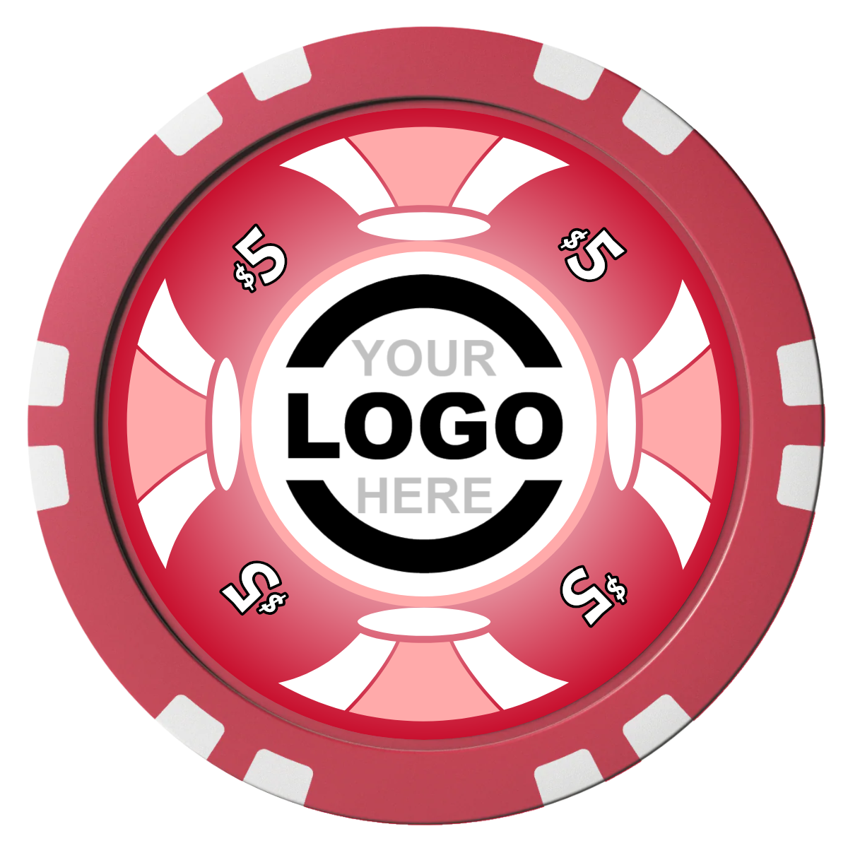 Alan Baker 4-2S A Composite Poker Chips - Red / Double Stripe - Front