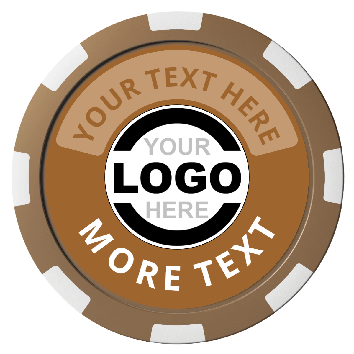 Two Tone Logo Composite Poker Chips - Brown / 8 Spot - Front