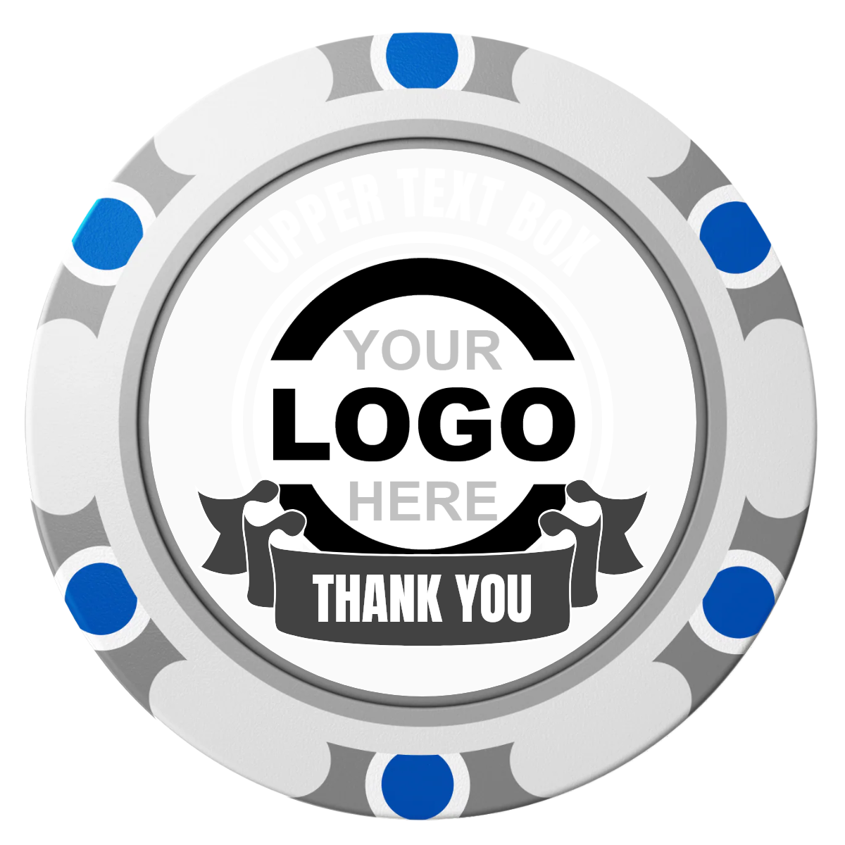 Lower Banner Clay Poker Chips - White / Monte Carlo / 40mm - Front