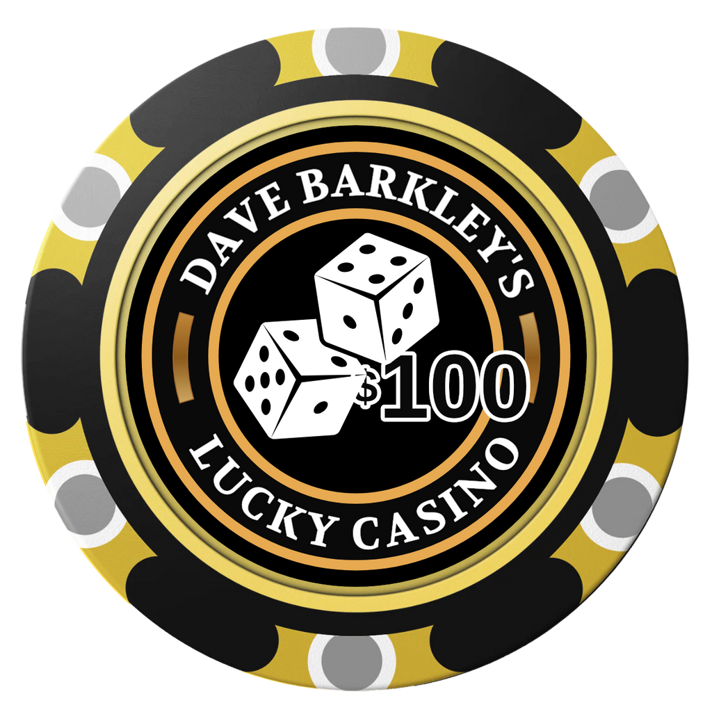 Dave's Lucky Casino Clay Poker Chips - Black / Monte Carlo / 40mm - Back