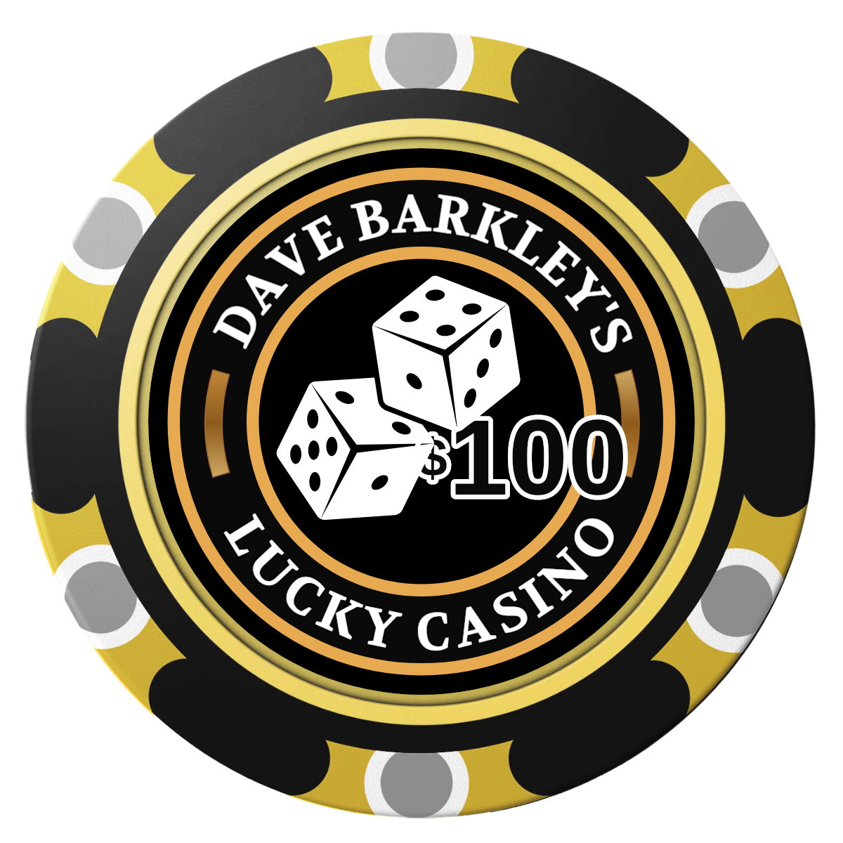 Dave's Lucky Casino Clay Poker Chips - Black / Monte Carlo / 40mm - Back