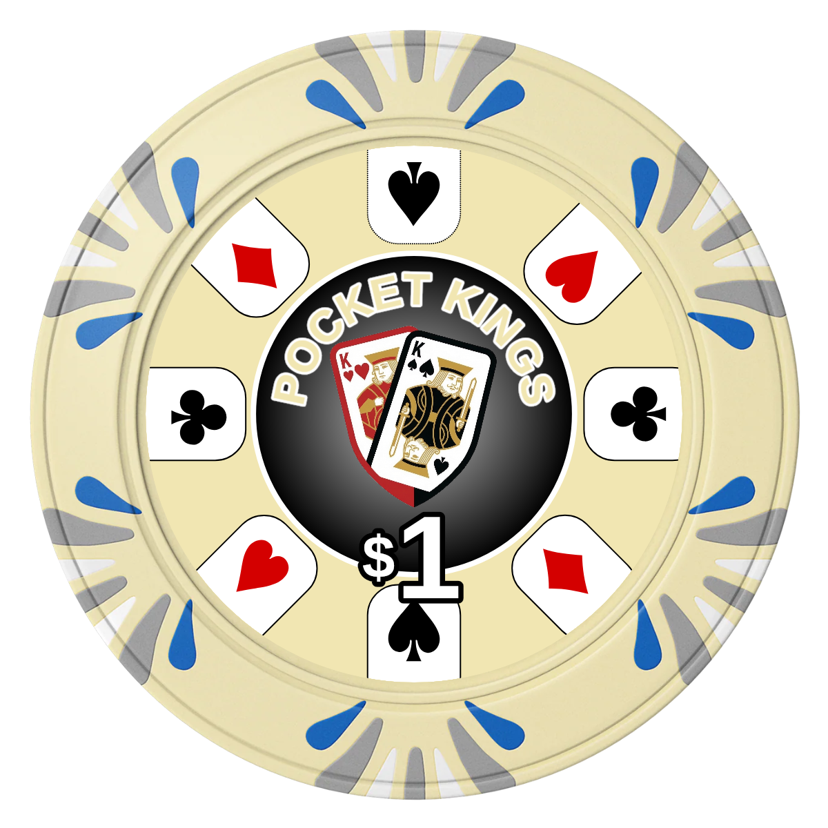 Pocket Kings Clay Poker Chips - Ivory / Macau / 40mm - Front