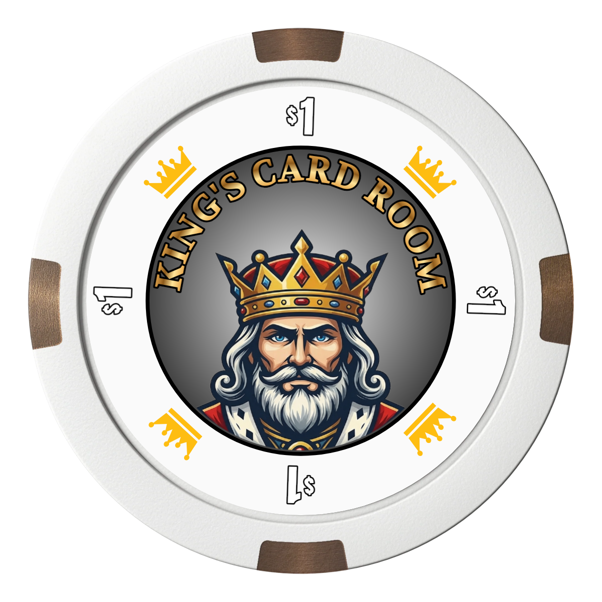 Kings Composite & Metal Hybrid Poker Chips - White - Front