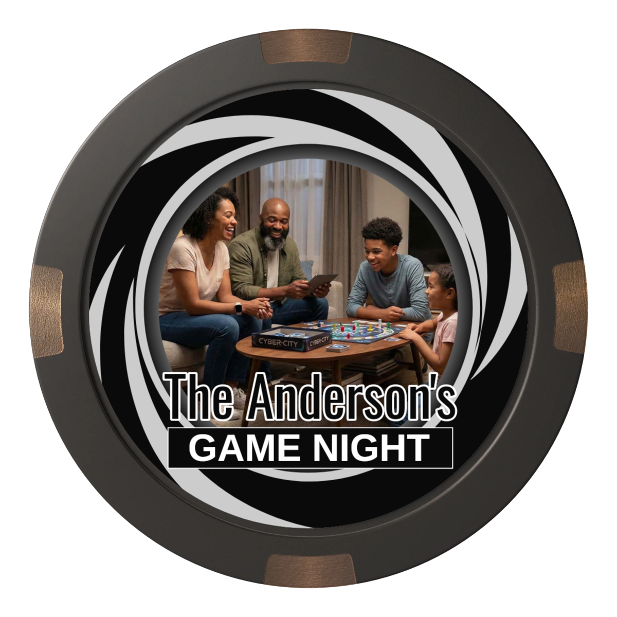 Anderson's Game Night Composite & Metal Hybrid Poker Card Protectors - Black - Front