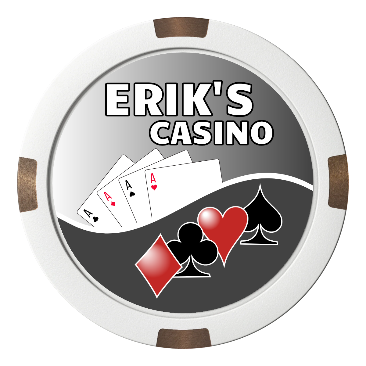 Erik's Casino Composite & Metal Hybrid Poker Chips - White - Front