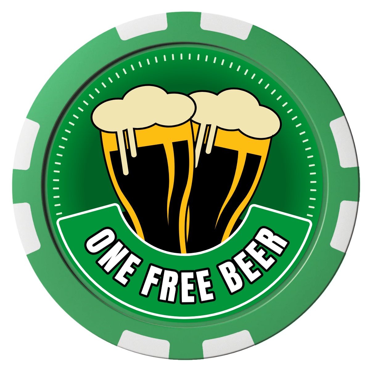 Double Pint 2 Composite Poker Chips - Green / 8 Stripe - Front