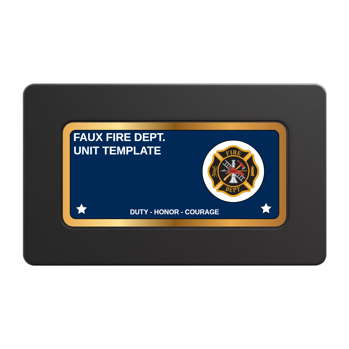 Faux Fire Dept. #01 Rectangular Poker Chip Plaques - Black - Front